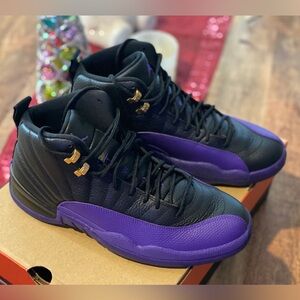 Air Jordan 12 Retro Black and Field Purple Sneakers